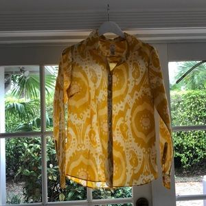 Jcrew Cotton/Silk Blend Yellow Floral Shirt